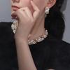 Vintage Pearl Jewelry Set Court Style Design Pearl Dangle Earrings Elegant Pearl Necklace  Bridal