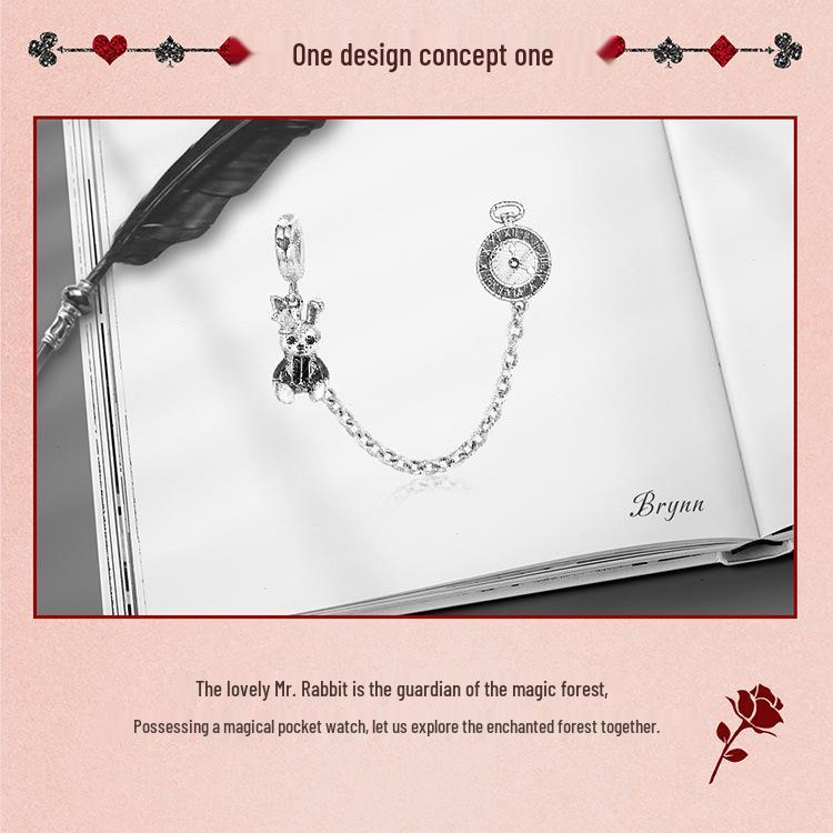 Sterling Silver S925 Rabbit Safety Chain DIY Bracelet Accessories