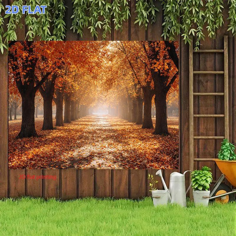 2D Plane 1 Piece of Autumn Boulevard Theme Decoration Suitable for Birthday Party Backdrop Fabric