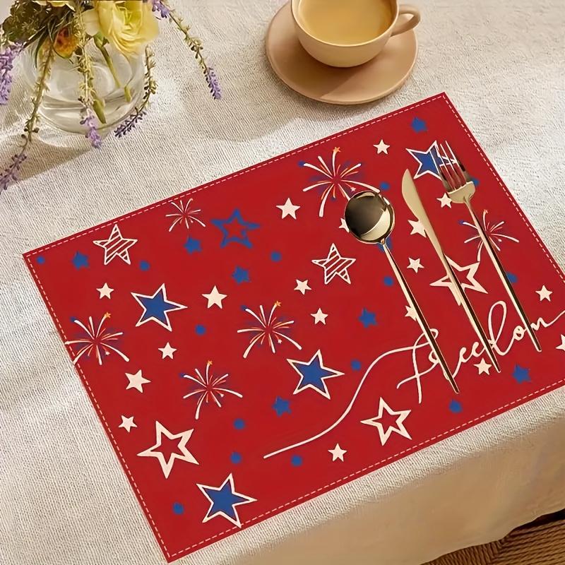 1pc American Star Flag Placemats, Patriotic Memorial Day Table Mats, Suitable for Party Kitchen Restaurant Decoration