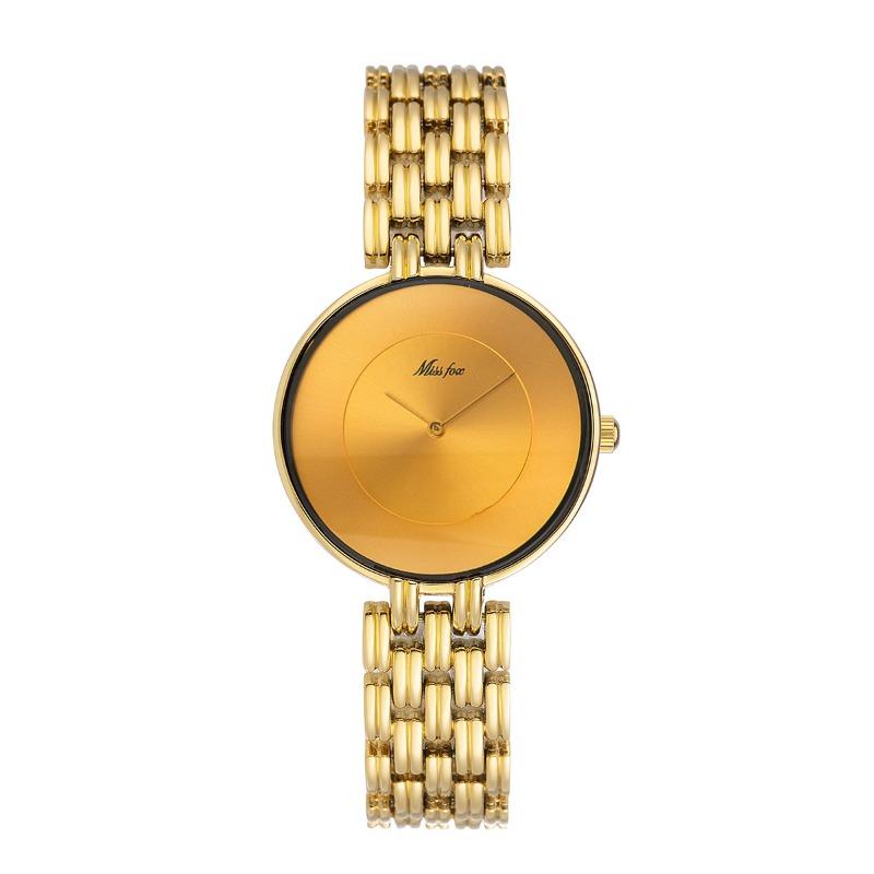 MISSFOX Middle East Fashion Simple Gold Black Disc Exquisite Waterproof Women's Quartz Watch Watch