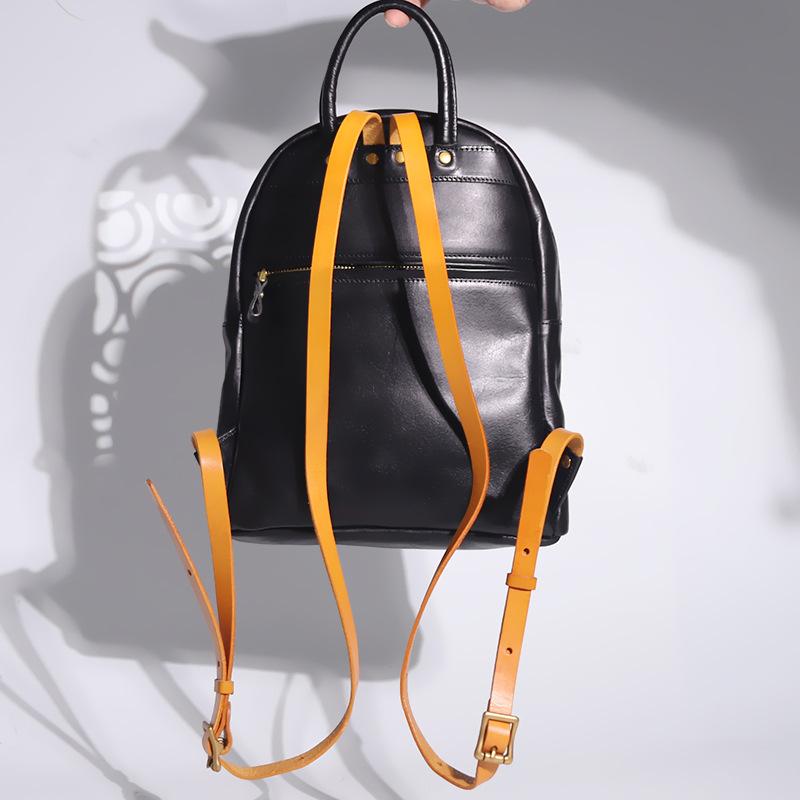 

Женский рюкзак + винтажная сумка из загорелой кожи для мам + рюкзак на молнии для прогулок с мамой и ребенком 24x12x30cm чёрный