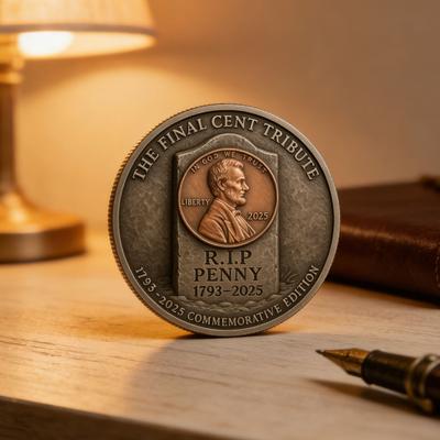 Centavo Final A Moeda Memorial do Centavo Último Centavo Cunhado Moeda Homenagem Não Circulada Simbólico Último Centavo Lembrança 3D