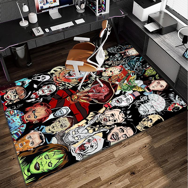 Horror Movie Icons Office Rug Chair Mat, Game Carpet, Suitable for Front Door, Bedroom, Living Room, Desk, Holiday Gift