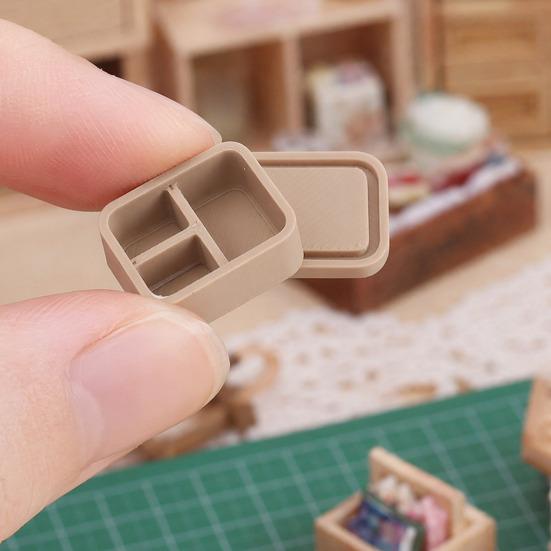 5Pcs Mini Lunch Boxes, Miniature 1:12 Scale Bento Box, Tiny Food Container with Lid for Doll Mansion Kitchen Accessories