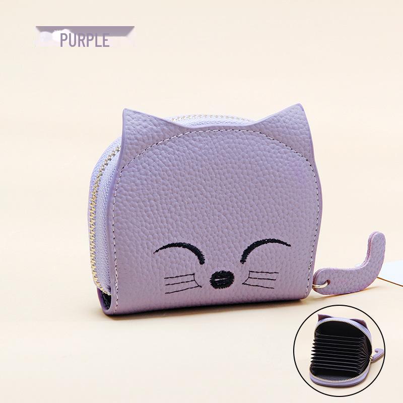 2024 Women's Cute Cartoon Pendant Leather Card Holder with Multi-Slot ID