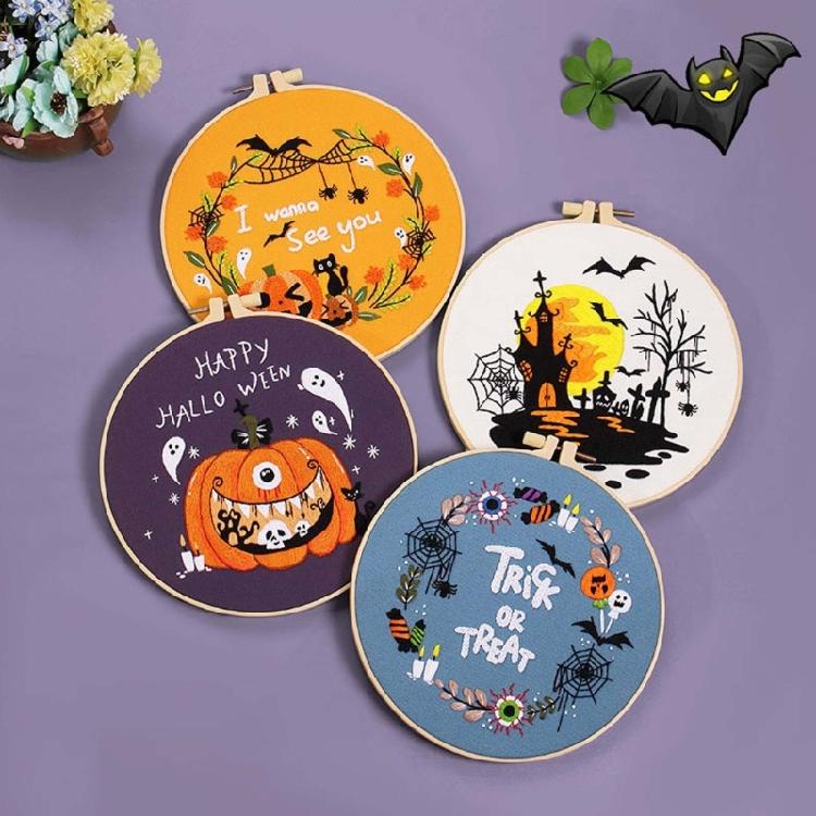 Embroidery Stitches Practice Embroidery Kits for Beginner with Halloween Pattern
