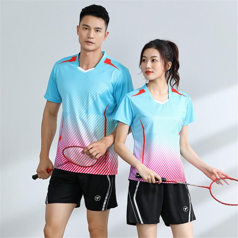 Unisex Badminton Shirt Short Sleeve Quick Dry Breathable Sport T-Shirt Men Women Kids Athletic Wear