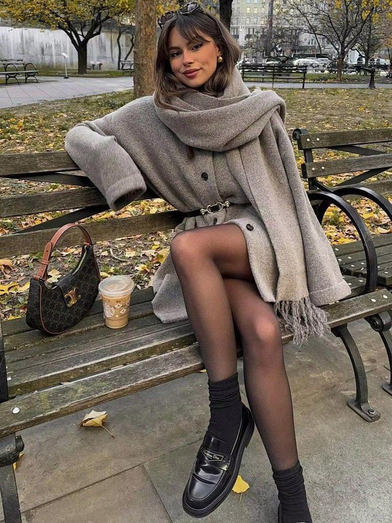 INS Spring Women's Elegant Knit Coat with Scarf