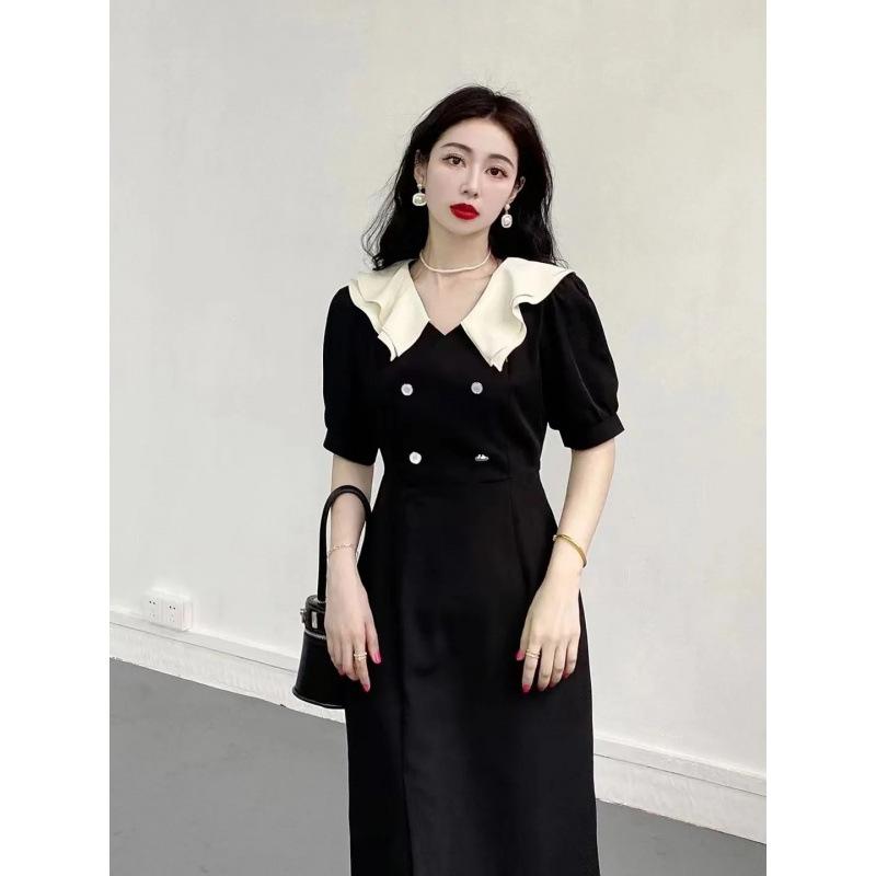 

Long skirt, meat cover, belly cover, slim waist, small black dress, high-end black dress, women s fashion 4XL