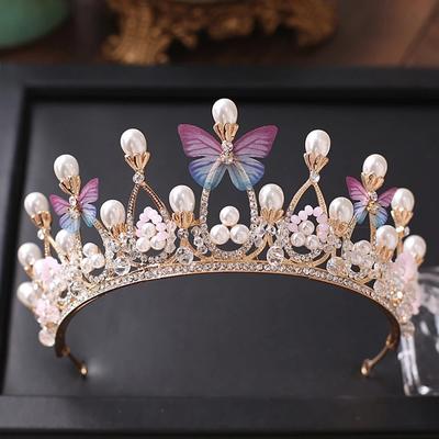 Luxus rosa Kristall Hochzeit Krone Royal Queen Tiaras Stirnbänder Mädchen Prom Braut Kopfschmuck Braut Diadem Haarschmuck Zubehör