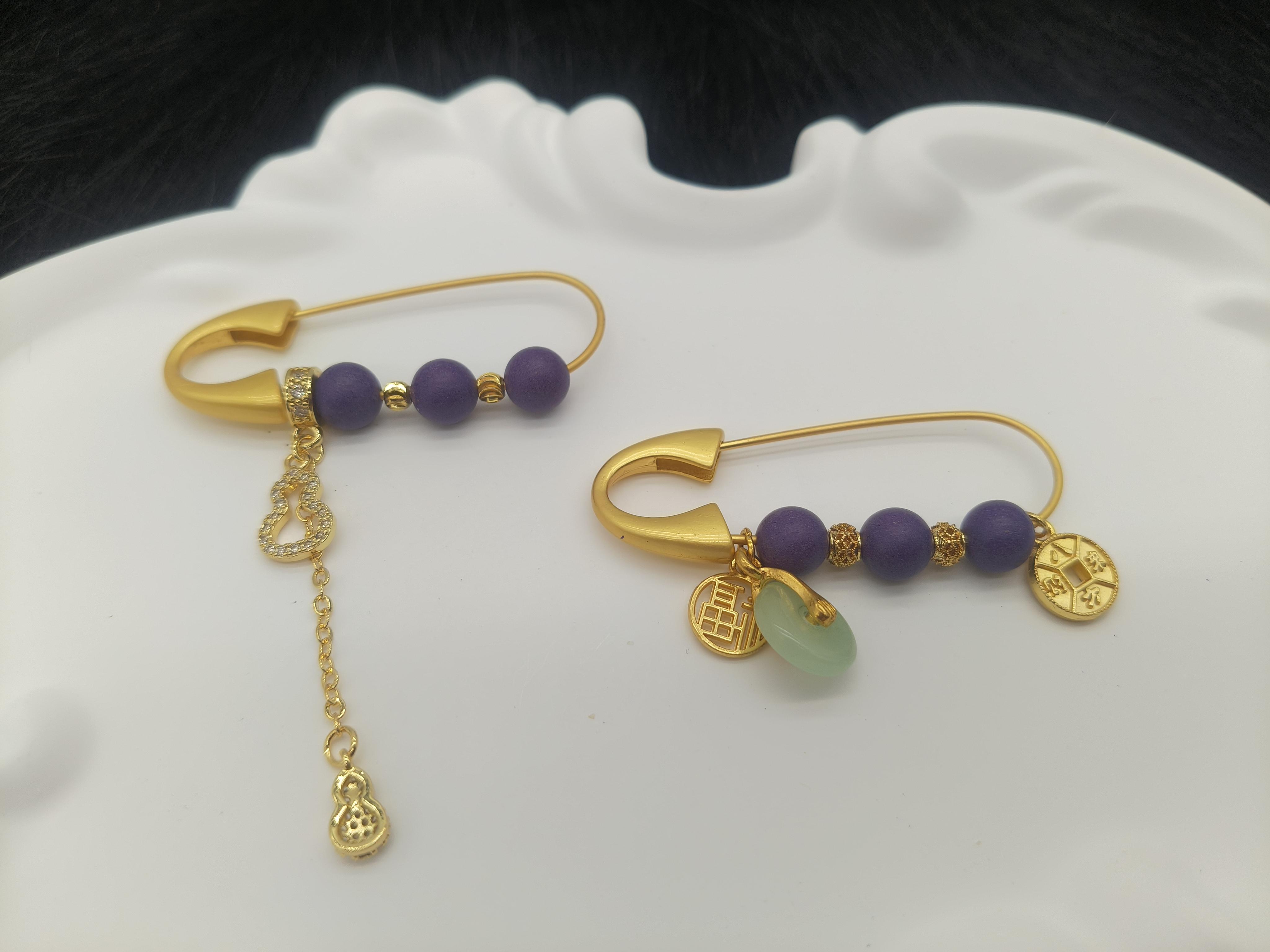 Purple-Gold Gourd Zen Calm Incense Brooch