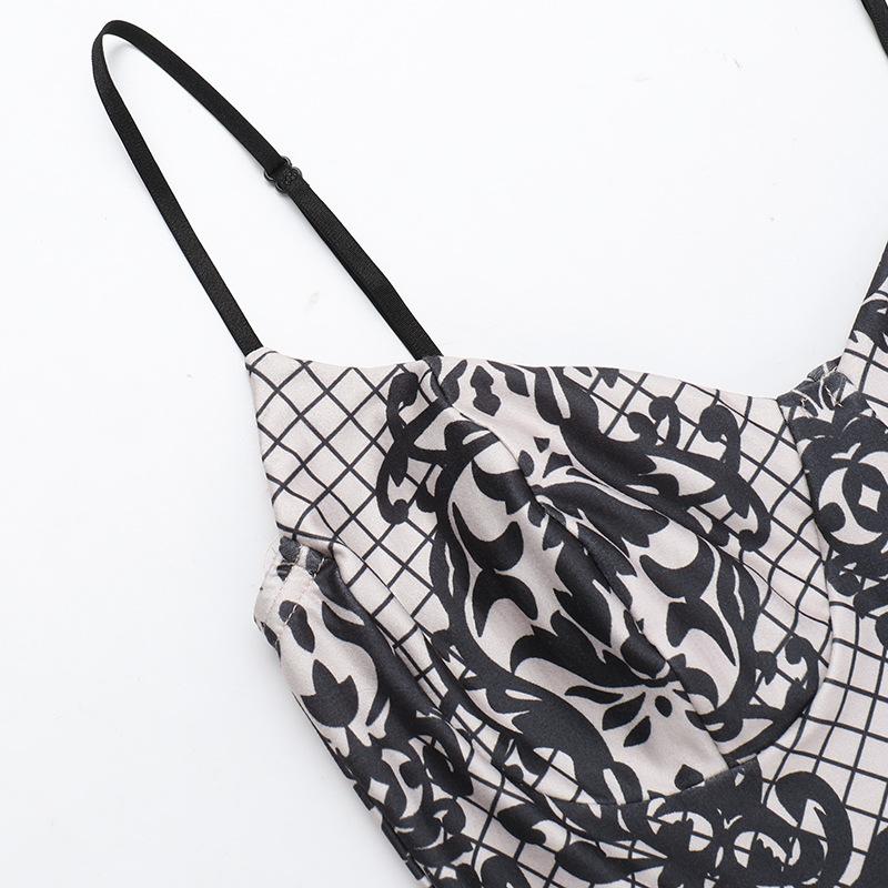 Autumn Fashion Long Dress Women's Temperament Elegant Slim Print Halter Dress