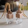 Square Glass Car Perfume Pendant Bottle with Beechwood Lid