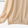 ZANZEA Cardigan Chemisier Décontracté à Manches Longues et Col Rond en Mousseline pour Femme