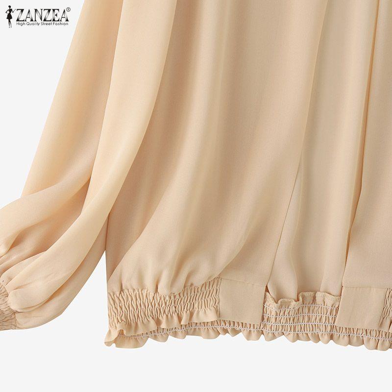 ZANZEA Cardigan Chemisier Décontracté à Manches Longues et Col Rond en Mousseline pour Femme