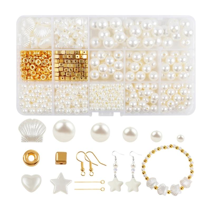 Jewelry Making Set for Bracelets Earrings Necklaces Jewelry Making 1020Pcs Artificial Pearls Beads with Jewelry Findings