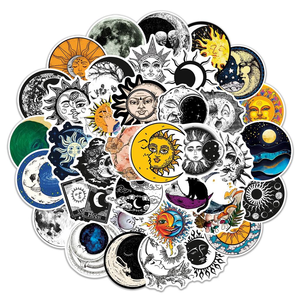 10/50Pcs Witch Moon Gothic Stickers Aesthetic Art Graffiti Stickers for DIY Luggage Laptop Skateboard Motorcycle Bicycle Stickers
