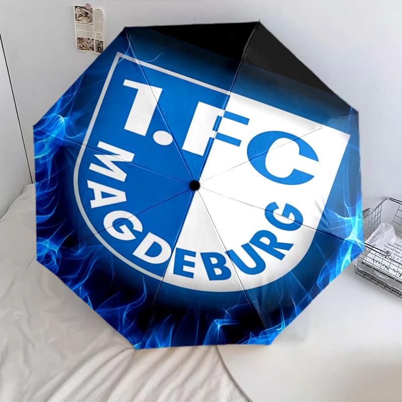 

1 шт. Автоматична складана парасолька - Візерунок FC Magdeburg, Портативна та складана конструкція з 8 спицями, Різдвяні подарунки на день народження