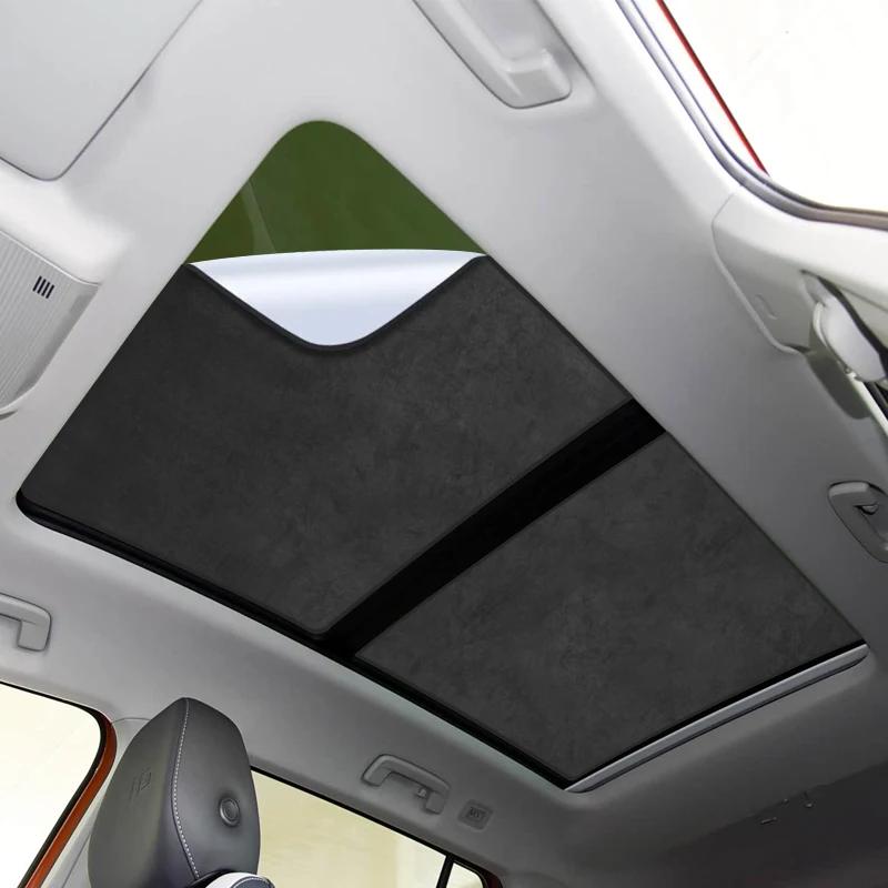 Car Suede Fabric Electrostatic Adsorption Sunroof Sunshade For VOLKSWAGEN ID.6 2022-PresentAuto Anti-UV Heat Insulation Skylight