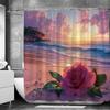 1 x Romantic Seaside Rose Shower Curtain - Waterproof Polyester, Stain Resistant, Perfect for All Season Bathroom Decor