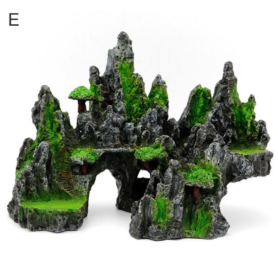 

Resin Simulation Mountain Rockery Aquarium Ornament Fish Tank Landscape Crafts E