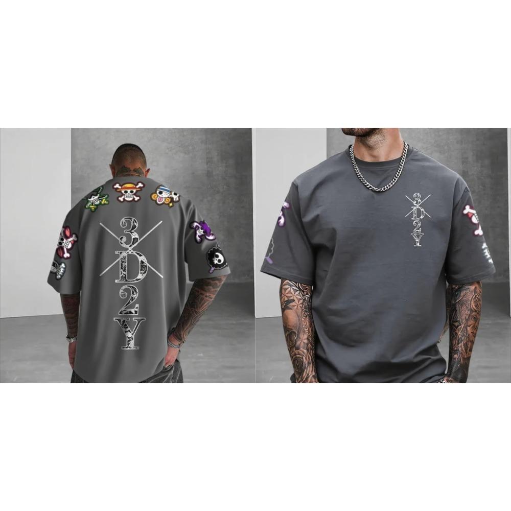 Summer Anime Skull Printed Men's T-shirt Short Sleeve Pattern T-shirt