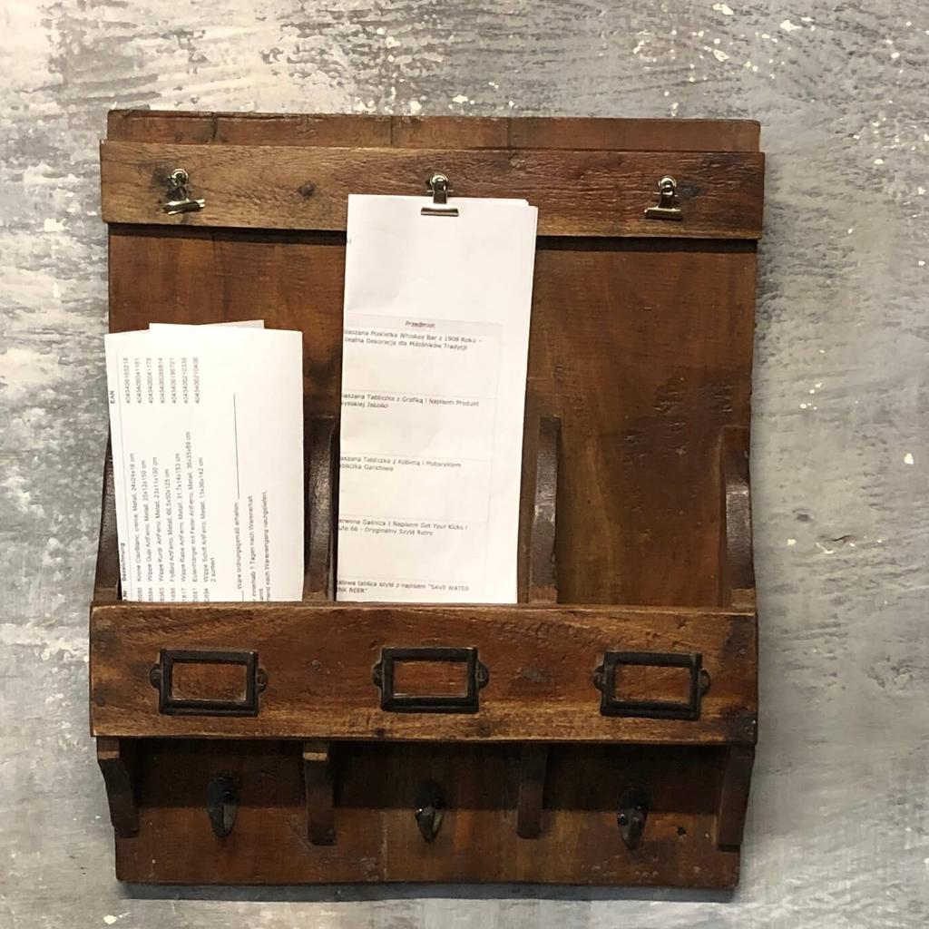 Wooden Wall Key Cabinet with Hooks