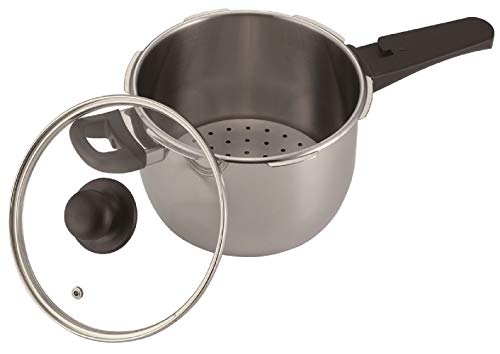 Pearl Metal HB-5137 Silver Pressure Cooker for Everyday Use, 3L, with Glass Lid and Strainer