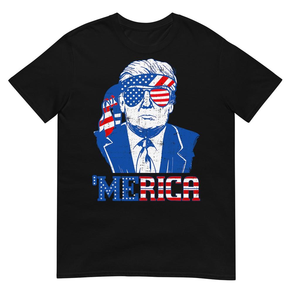 

Donald Trump Shirt Merica Trump Sunglass US Flag 4th Of July T-Shirt M