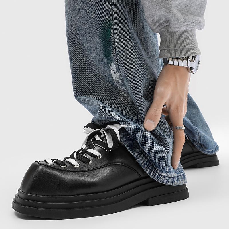 Men's casual leather shoes Designer's personalized style Party or work Outdoor Trendy Streets Thick soled height increasing