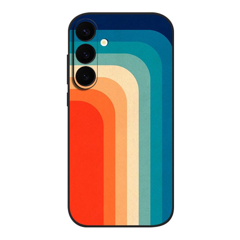 Colorful Stripes Print Case For Samsung Galaxy S26 Ultra S25 FE S24 S23 S22 Plus S21 FE Built-in Metal Plate Magnetic Silicone Cover
