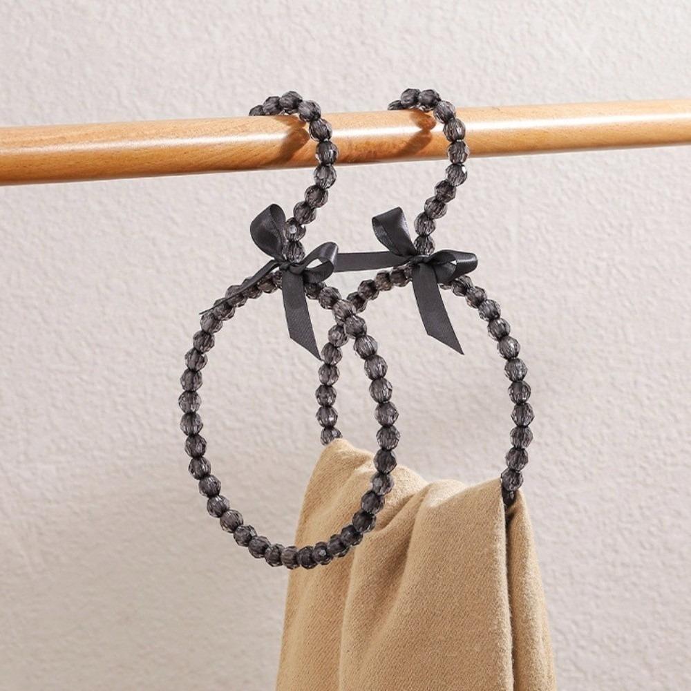 2pcs Imitation Pearl Necktie Clothes Hanger Space Saving Bow Beaded Hanger  Kitchen чёрный