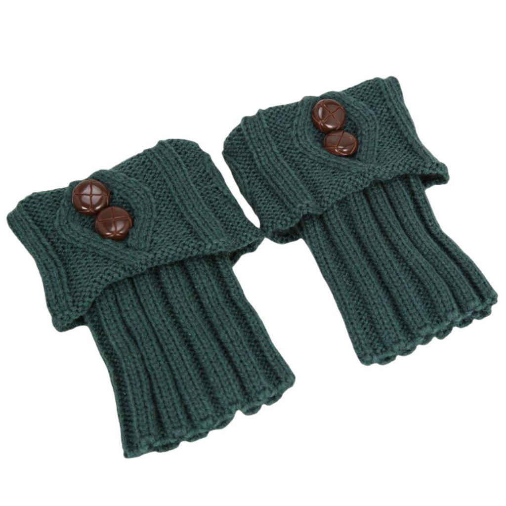 Women's Knitted Woolen Leg Warmers - Short, Diamond Pattern, Turn-Down, 2-Button, Fashionable Boot Covers for Autumn/Winter