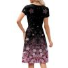 Women's Casual Fashion Round Neck Pleated Short Sleeve Retro Floral A-Line Midi Dress