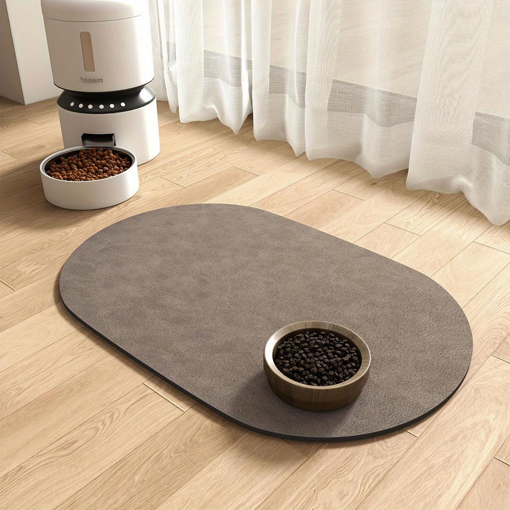 1pc Solid Color Oval Pet Mat Absorbent Food Pad Non-Slip Quick-dry Water Fountain Rug For Pet Dog Cat Home Room Supplies