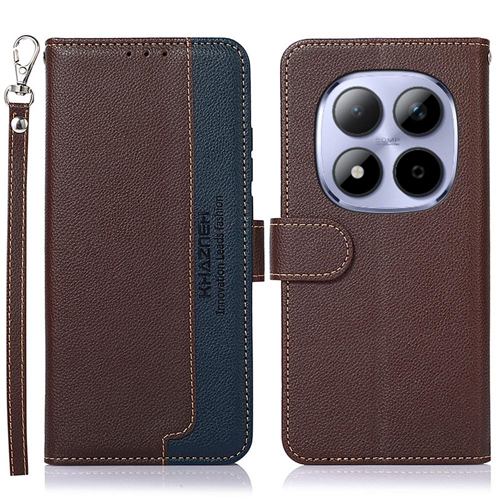 KHAZNEH For Xiaomi Poco M8 Pro 5G/Redmi Note 15 Pro+ 5G (Global) Case RFID Blocking Wallet Litchi Texture PU Leather Phone Cover with Strap