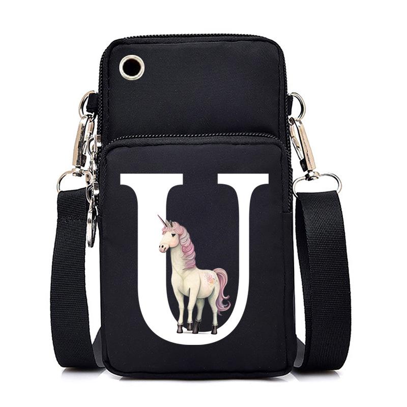 Unicorn Unicorn Letter Printing Black Oblique Span Bag Casual Portable Multi-Function Mobile Phone Bag