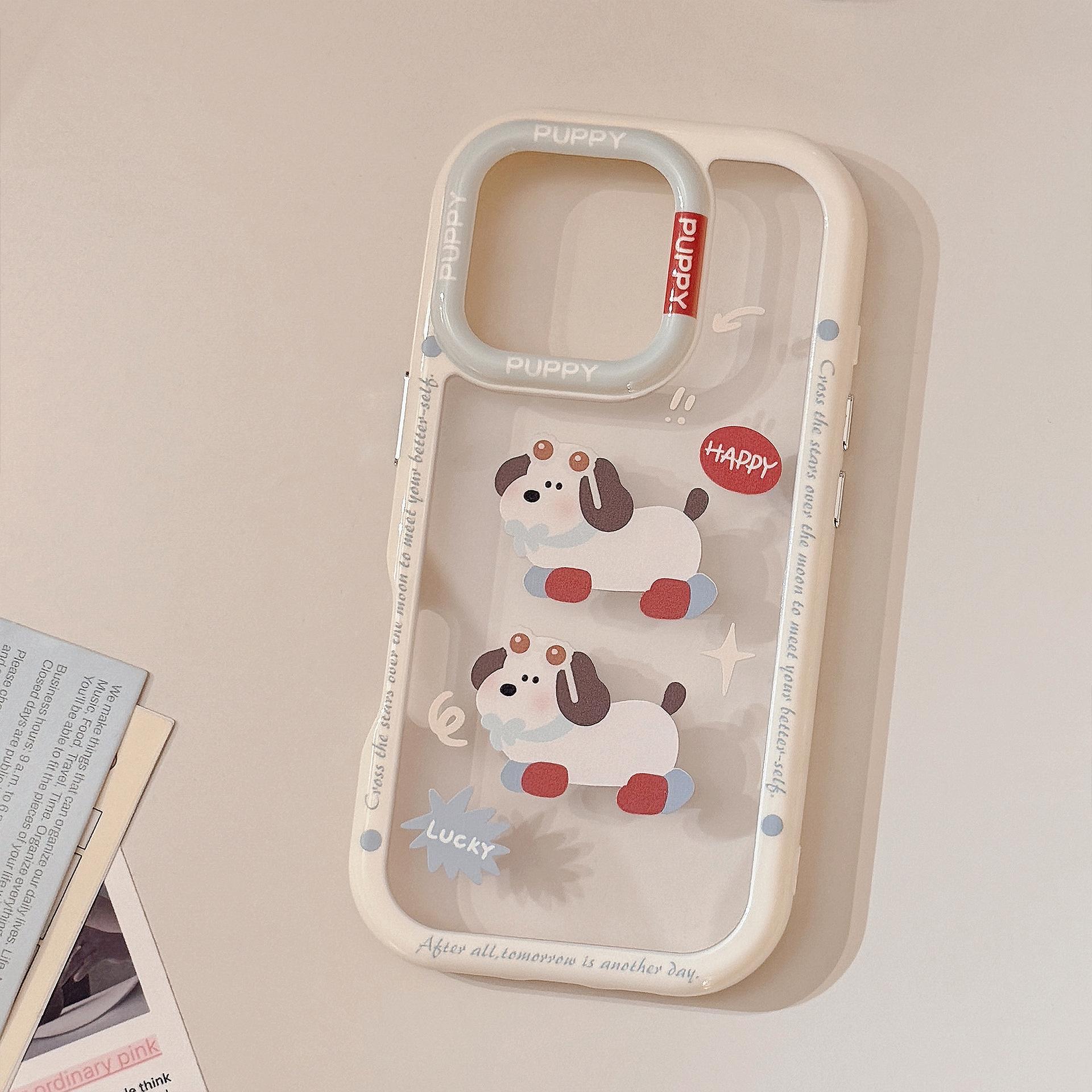 

Applicable To IPhone 16 Mobile Phone Case Apple 15 Creative Cartoon Glasses Puppy 14 ProMax Transparent 12 Anti Fall 12pro max(6.7)