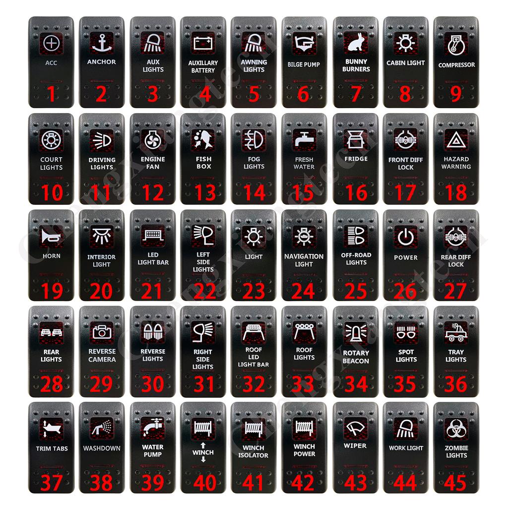 12V Led Boat Switch Red Light Car Switch Waterproof ON OFF/ ON OFF ON / Momentary for Carling NARVA Contura Truck Bus Off Road