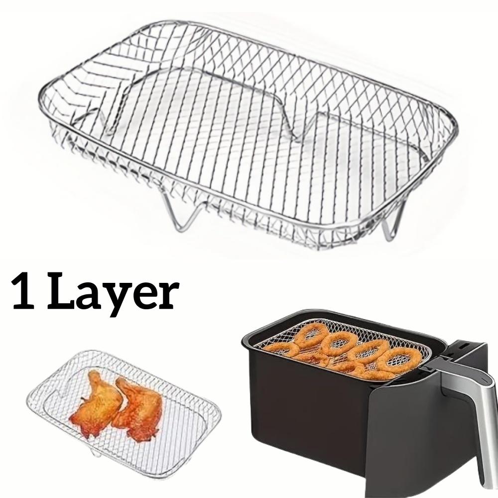 

1/3-слойные аксессуары для аэрофритюрницы из нержавеющей стали, штабелируемая решетка для барбекю, корзина для жарки продуктов, многоцелевой инструмент для выпечки и приготовления пищи