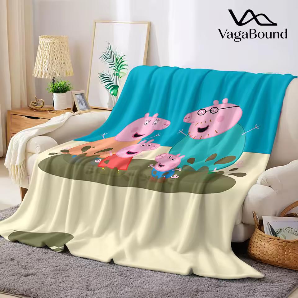 P-Peppa-s P-Pig Flannel Blanket Warm Soft Halloween Christmas Couch Warm Cozy Decorative Decor Gift for All Season
