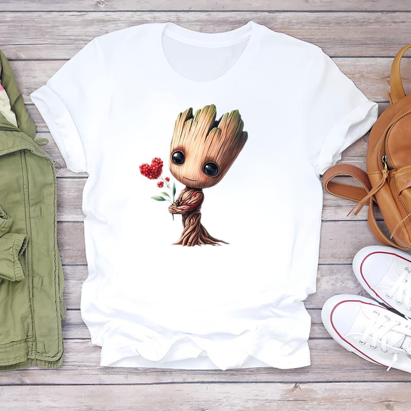 Summer trendy cute printed women's T-shirt, short-sleeve daily fashion top for women, stylish and comfortable.