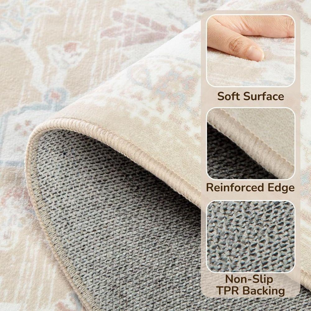 Santa Claus Polyester Christmas Round Mat Snowflake Print Snowman Cartoon Round Rug Anti-Slip Round Carpet Home Decor