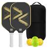 Kohlefaser T700 Pickleball Schläger Set Fortgeschrittene Spieler Leichtgewicht 220g 416x186x16mm Enthält 2 Schläger 4 Bälle Tragetasche