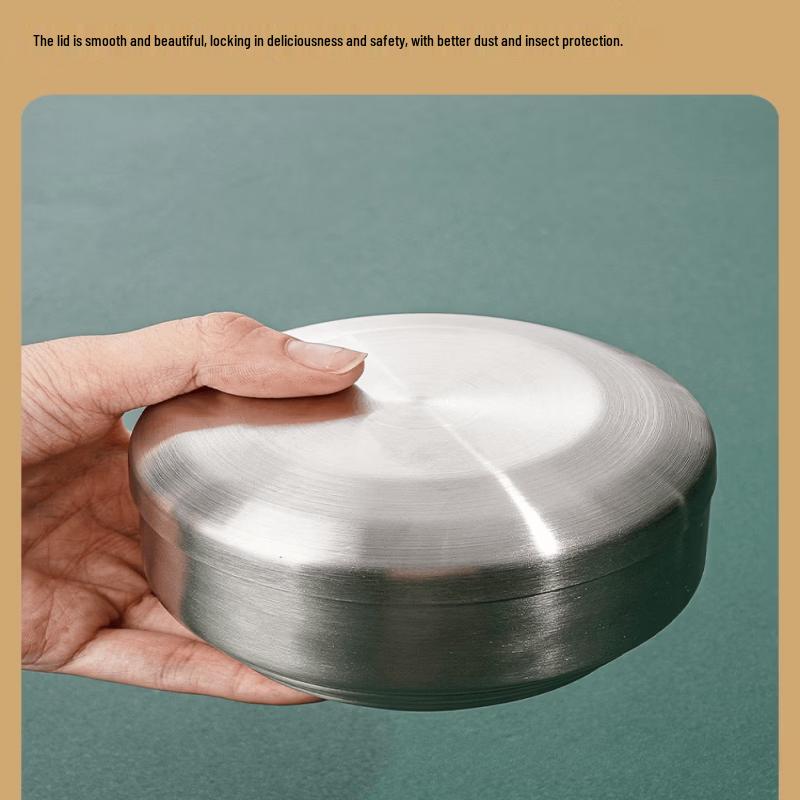 ZISIZ 304 Stainless Steel Double-Layer Lidded Serving Bowl