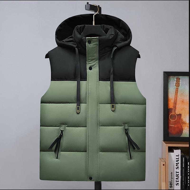 

Осень и зима студенты контрастные цвета для сохранения тепла, хлопковый жилет утолщенный, юниор 6XL (190-102.5 kg) зелёный