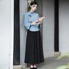 Women's Two-piece Outfit Three Quarter Sleeve Blouse High Waist Pantsuit Vintage Chinese Style Casual Set