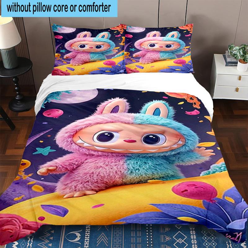 3PCS Labu-bu Friends Adventure 3pcs Bedding,Including 3PCS Duvet Cover And 2pcs Pillowcases Perfect for Christmas,Ideal for Bedroom, Dormitory