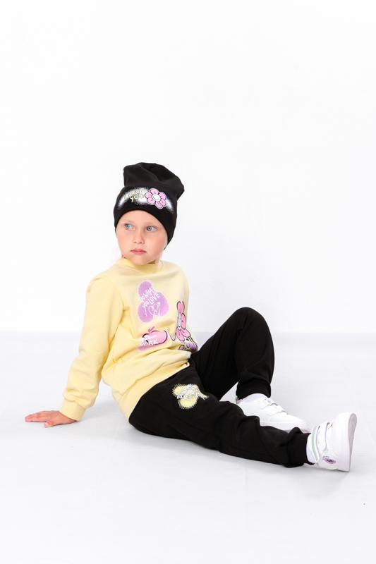 Girls' Outfit – Sweatshirt, Pants & Hat, Brushed Knit, Demi-season, 6168-023-33-5 HC